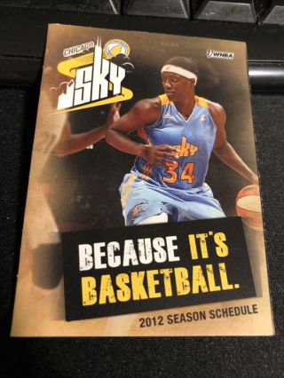 2012 Chicago Sky Wnba Basketball Pocket Schedule Jewel/oscco Version