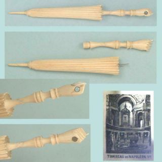 Antique Bone Parasol Needle Case With Napoleon 