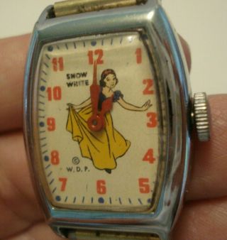 Vintage 1950`s Us Time Snow White Watch Walt Disney Productions Wdp Not
