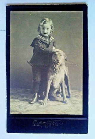 C1915 - 1925 Old Cabinet Photo Child W/ Dog,  Brittone Art Studio,  Meeker,  Colorado