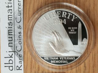 1994 P Vietnam Veterans Memorial Commemorative Silver $1 Dollar - Proof - Capsule
