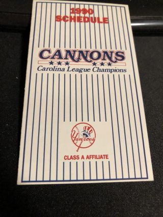 1990 Prince William Cannons Baseball Pocket Schedule Post Ver Yankees Affiliate
