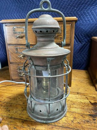 Lantern Vintage Marine Nautical Brass 1800’s Antique Large Electrified