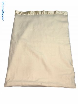 Vintage Acrylic Blanket Satin Trim Cream Fieldcrest Touch Of Class 65 " X 86 "