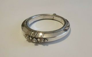 Lovely Unusual Antique Sterling Silver Bangle,  Large In Size,  Price