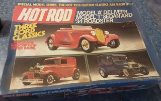3 Hot Rod Ford Classics Revell 1:25.  Model A Delivery Model T Sedan 