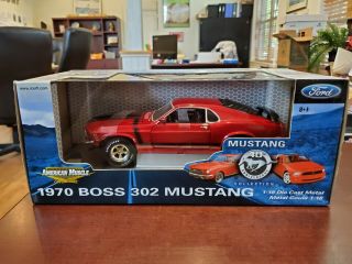 1970 Boss 302 Mustang Red Ford 40th 1:18 American Muscle Ertl Diecast Nos