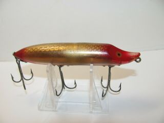 Tough Heddon No Lip Vamp Spook Lure In Red Gold Fish Flesh Color