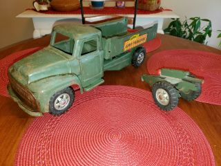Vintage Buddy L Army Transport Truck With Artillary