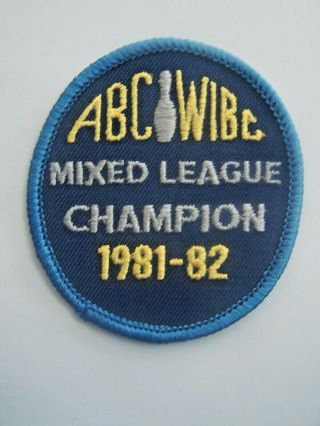 Abc Wibc Mixed League Champion Award Bowling Patch Emblem 1981 - 82