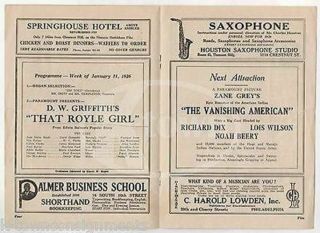W.  C.  Fields That Royle Girl D.  W.  Griffith Antique Stanton Theatre Program 1926 3