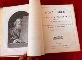 Antique 1857 King James Illustrated Bible,  Family Register,  Ornate Leather,  Wh Husk