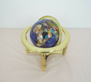 10 " Lapis Gemstone Globe - Fully Rotating - Semi Precious Gemstones