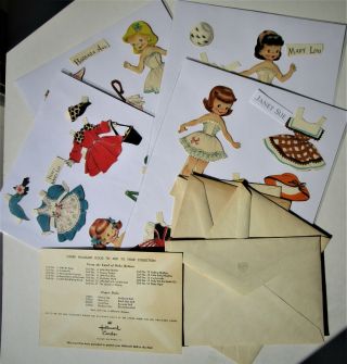 Set Of All 4 Of 1947 Hallmark " Paper Dolls " W/mailing Envelopes - Pre - Cut