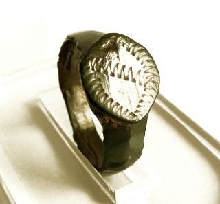 A Ancient Viking Bronze Decorated Ring