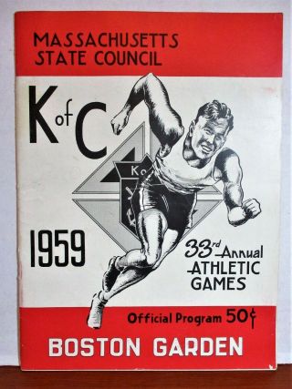 1959 Official Program Ma State Council Boston Garden Knights Of Columbus Games
