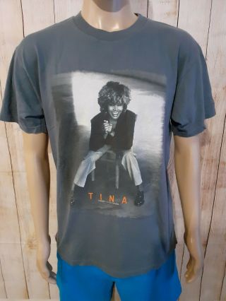Vintage Tina Turner 24/7 2001 Tour T Shirt Rare Shortsleeve Gray Crew Neck Euc