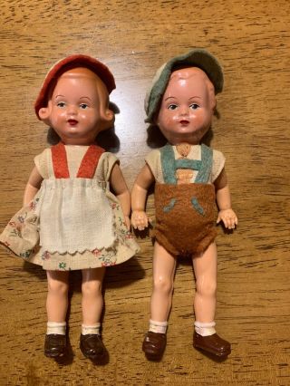 Vintage Epi German Boy And Girl Celluloid Dolls