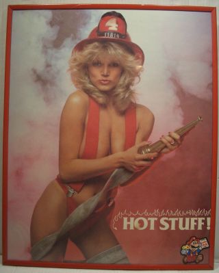 1986 Vintage/collectible " Hot Stuff " Fire Girl Mounted Poster 16 