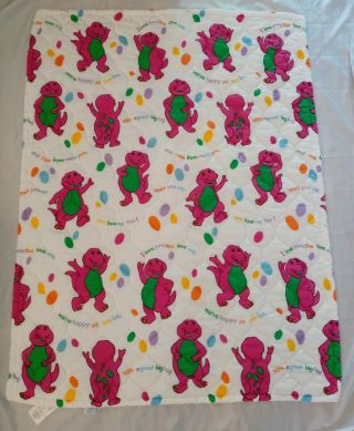 Vintage 1992 Barney Comforter Baby Dreams Purple Dinosaur Blanket 55x41 Usa