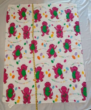 Vintage 1992 Barney Comforter Baby Dreams Purple Dinosaur Blanket 55x41 USA 2