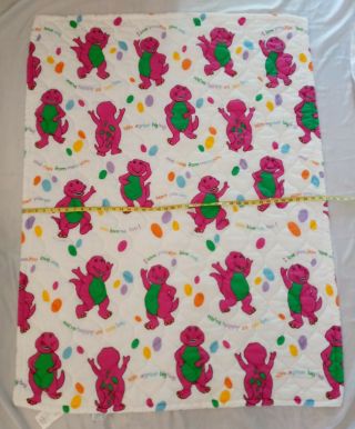 Vintage 1992 Barney Comforter Baby Dreams Purple Dinosaur Blanket 55x41 USA 3