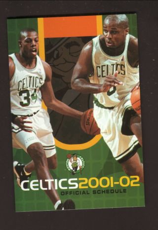 Boston Celtics - - Paul Pierce - Antoine Walker - 2001 - 02 Pocket Schedule - Citizens Bank