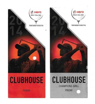 2014 Hero World Challenge Clubhouse Golf Tickets - 2 Diff With Tiger Woods Image