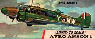 Airfix 1/72 Avro Anson Mk.  I Kit No.  289 Ww2 Raf Twin - Engine Multi - Role Aircraft
