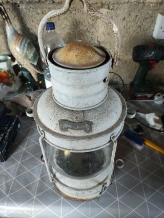 Vintage Anchor Ships Lantern Lamp For Rebuild