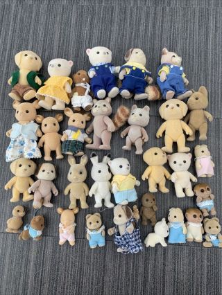 Sylvanian Families 32 Figure Bundle Vintage Rare Babies Adults And Children