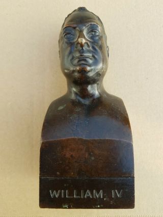 Antique 19th Century Bronze Bust Of King William 1v