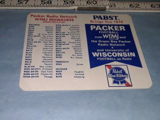1975 Schedule Green Bay Packers & University Of Wisconsin Football Pabst