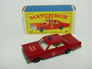 Matchbox Lesney Regular Wheels 59c Ford Galaxie Raised 59 Base Nmib E4 Box
