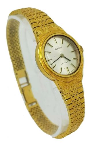 Tissot Stylist Ladies Gold Tone Mechanical Hand Wind Watch.