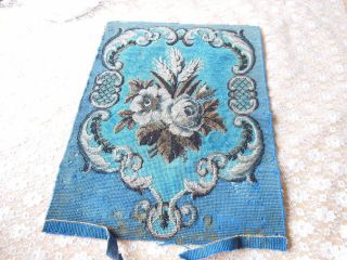 Antique/victorian Hand - Embroidered Beadwork Tapestry Panel