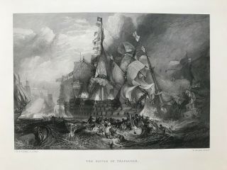 1861 Antique Print; The Battle Of Trafalgar After J.  M.  W.  Turner