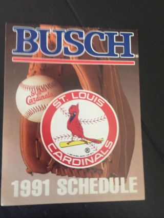 St.  Louis Cardinals 1991 Mlb Baseball Pocket Schedule Busch Folding