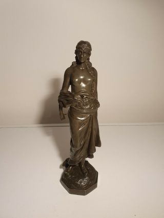 19th Century Bronze Figure Of A Lady Circa 1890 Signed To Base