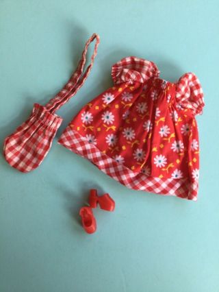 Vintage 1970s Mary Quant Daisy Doll ‘bubbles’ Outfit Dress,  Htf Bag & Red Clogs