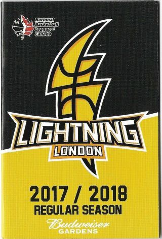London Lightning 2017 - 18 Nbl Canada Pocket Schedule Minor Pro Basketball Sked