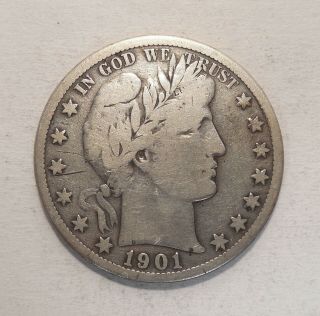 1901 - S - Barber Half Dollar - 50¢ - Silver Coin