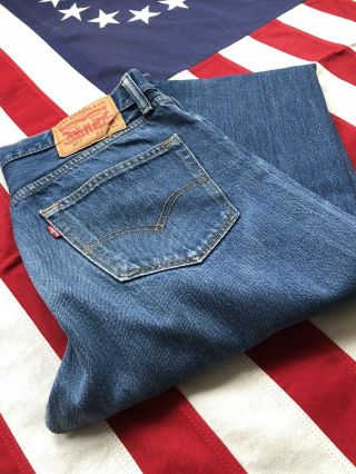 Levi’s 501 Shrink To Fit Denim Jeans 33 X 32 Blue Vintage Style Workwear