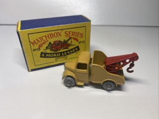 Matchbox Series A Moko Lesney No.  13 Bedford Wreck Truck Tan Box 1955