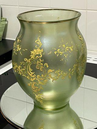 Antique Bohemian Loetz Iridescent Decorated Olympia Art Glass Vase