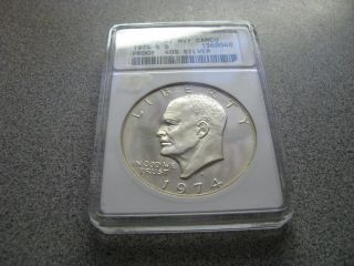 1974 S Eisenhower Proof Ike Dollar 40 Silver Us Coin Anacs Pf 67 Cameo