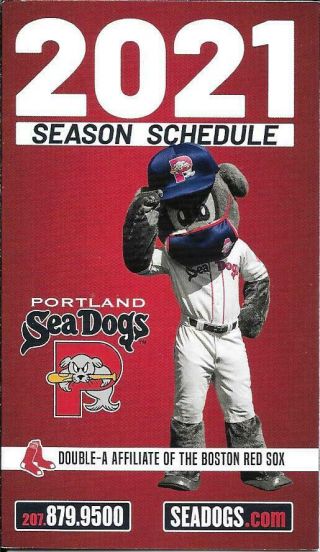 2021 Portland Sea Dogs Baseball Pocket Schedule (double - A Northeast)