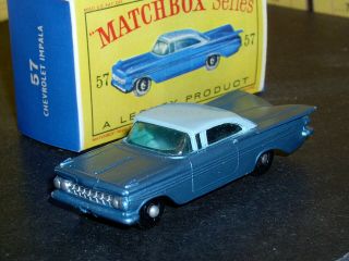 Matchbox Lesney Chevrolet Impala 57 B6 Black Base 36bpw Sc12 Vnm & Crafted Box