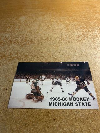 Michigan State University 1985 - 86 Hockey Pocket Schedule Card