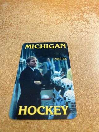 Red Berenson 1985 - 86 University Of Michigan Hockey Pocket Schedule Card